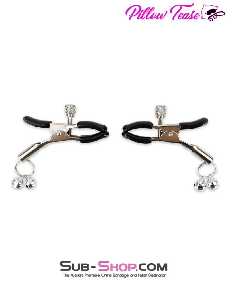 0360M-SIS      <b>BOGO!</b> Pretty Sissy Mistress Bimbo Silver Bells Jingling Jiggling Cock and Ball Clamps