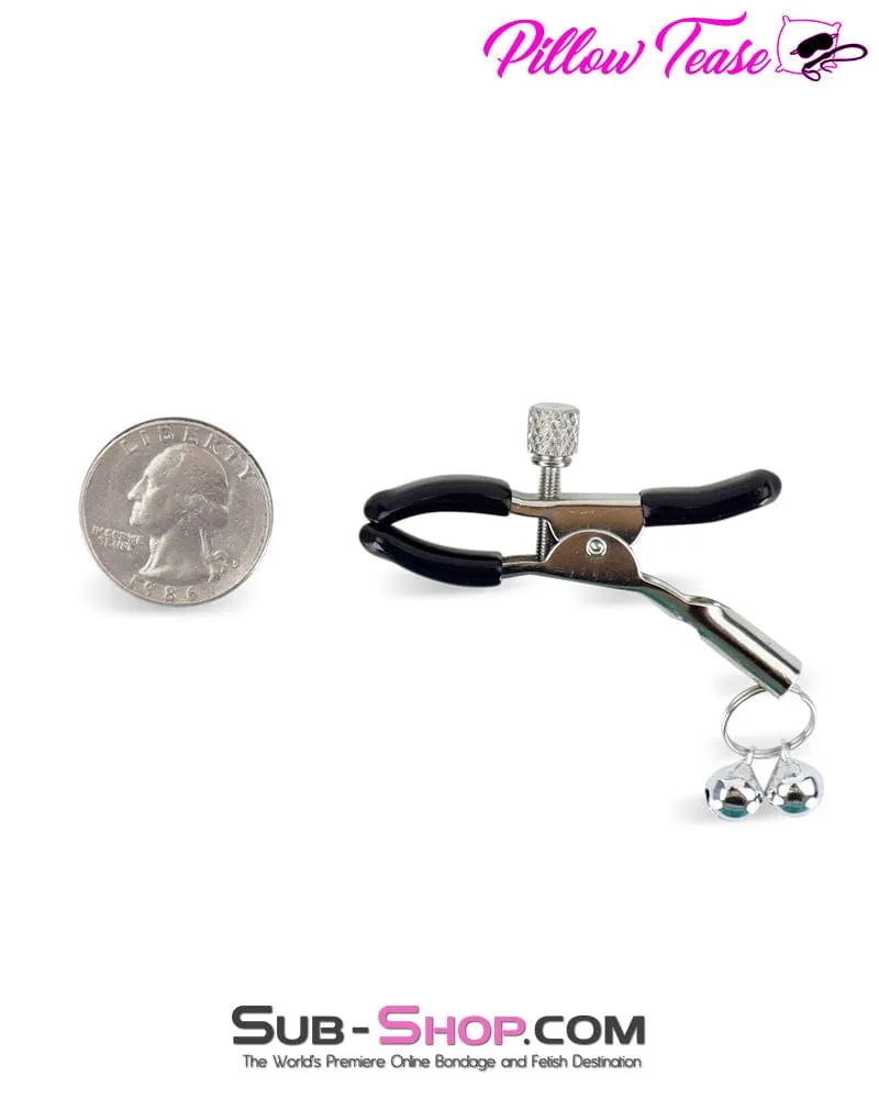 0360M-SIS      <b>BOGO!</b> Pretty Sissy Mistress Bimbo Silver Bells Jingling Jiggling Cock and Ball Clamps