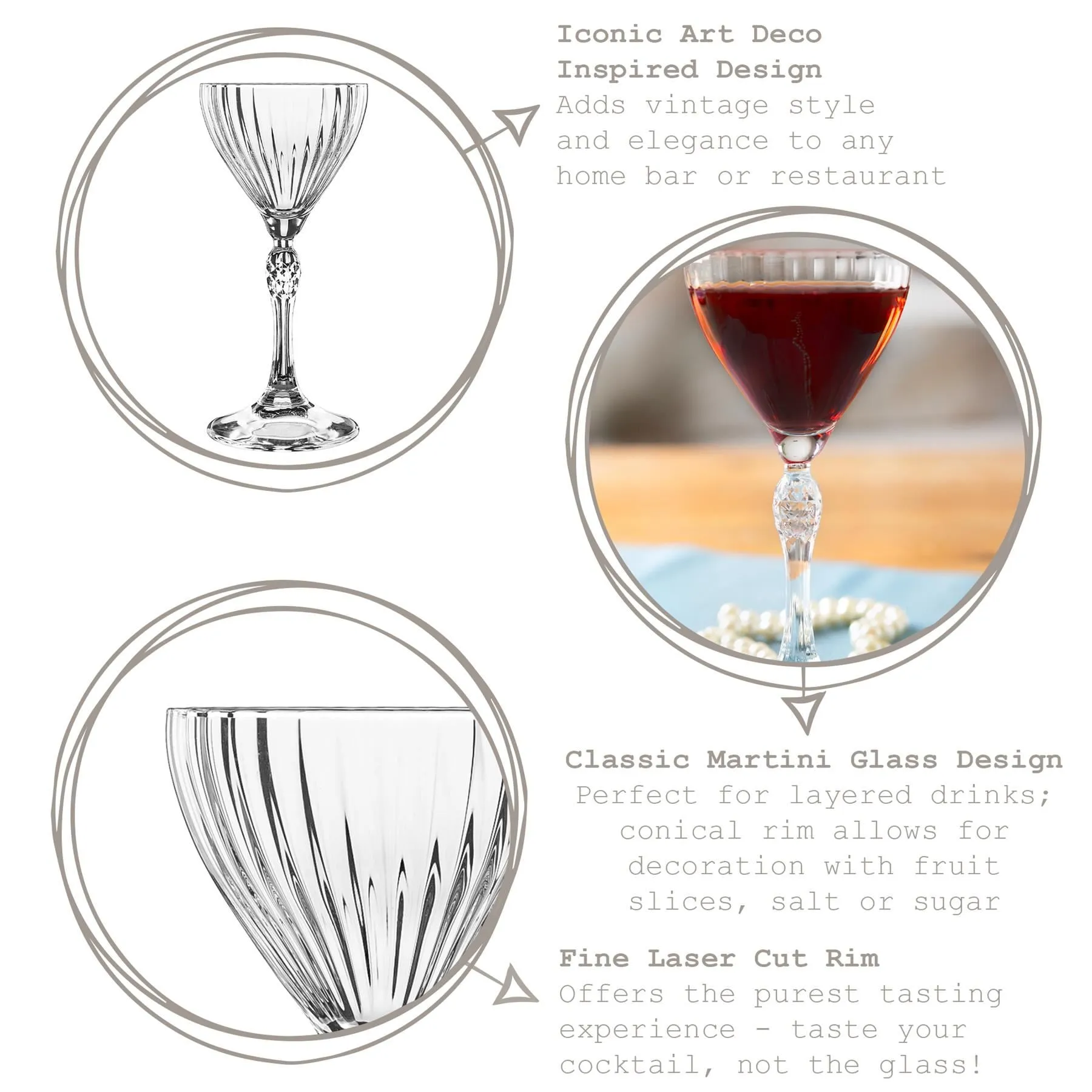 140ml America '20s Nick & Nora Glasses - Pack of Six - By Bormioli Rocco