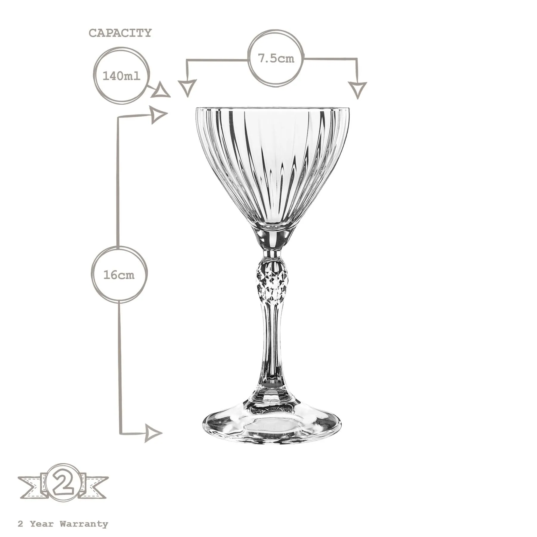 140ml America '20s Nick & Nora Glasses - Pack of Six - By Bormioli Rocco