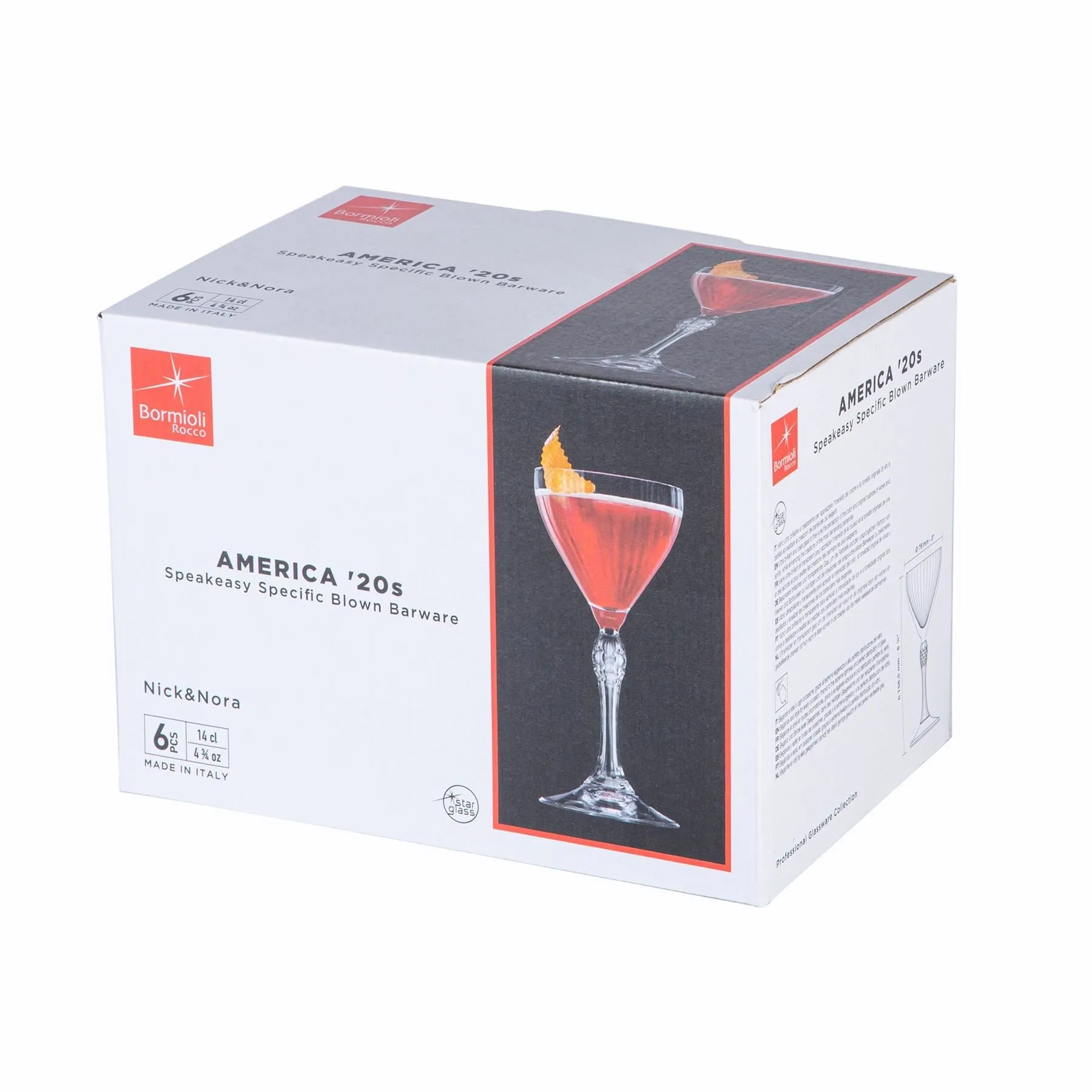 140ml America '20s Nick & Nora Glasses - Pack of Six - By Bormioli Rocco