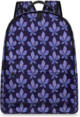 16 Inch Blue Horse Chestnut Leaf Travel Laptop Backpack Waterproofing with Adjustable Shoulder Strap Full Print Bookbag Shoulder Bag for Travel Daypack Work College Gift