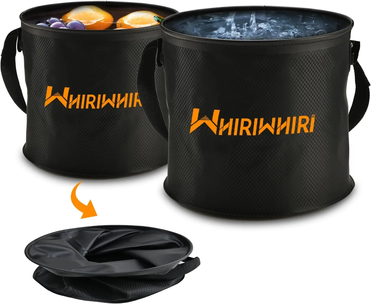 2 Pack Collapsible Bucket Folding Water Container Wash Basin with Handle for Outdoor Travelling Camping Fishing Trips Beach Hiking Gardening Car Washing Pet Cleaning 13L