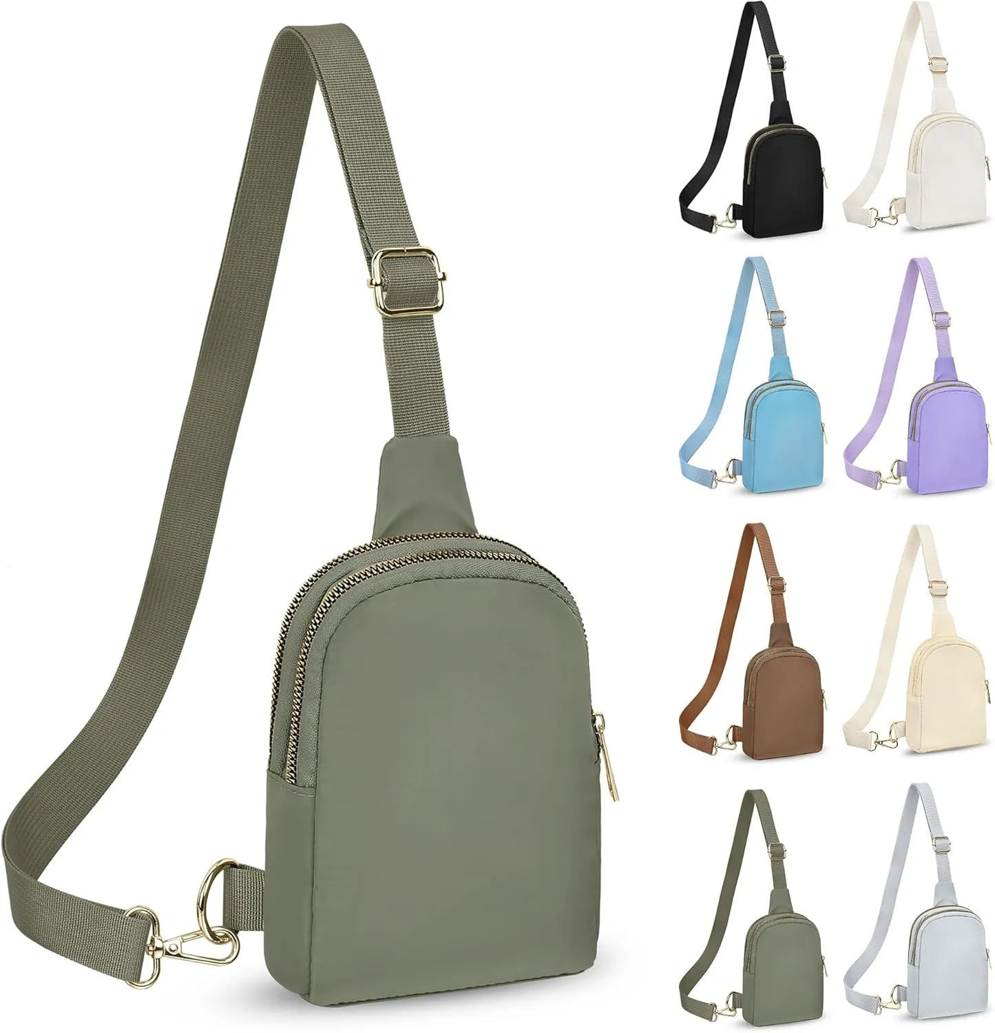 2-Zipper Crossbody Sling BagSling Chest Bag with Ajustable Strap Gift for Men and Women