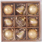 3 1/4" (80mm) Ball Ornaments Highly Decorated Ornament, Gold, 9/Box, 6/Case, 54 Pieces