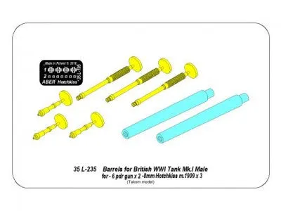 Aber 1/35 British WWI Mk.I Male 6 pdr (2) 8mm Hotchkiss m.1909 (3) 35 L-235
