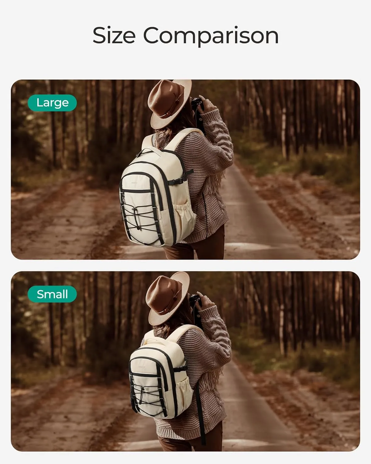 BAGSMART Professional Camera Backpack for DSLRs, Protective Camera Bag with Tripod Holder, Rain Cover & 17" Laptop Compartment, Drone Backpack, Beige