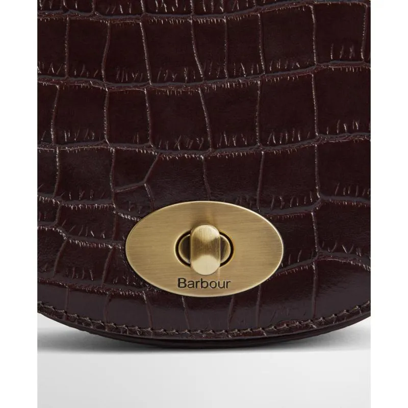 Barbour Eilein Leather Ladies Saddle Bag - Black Cherry