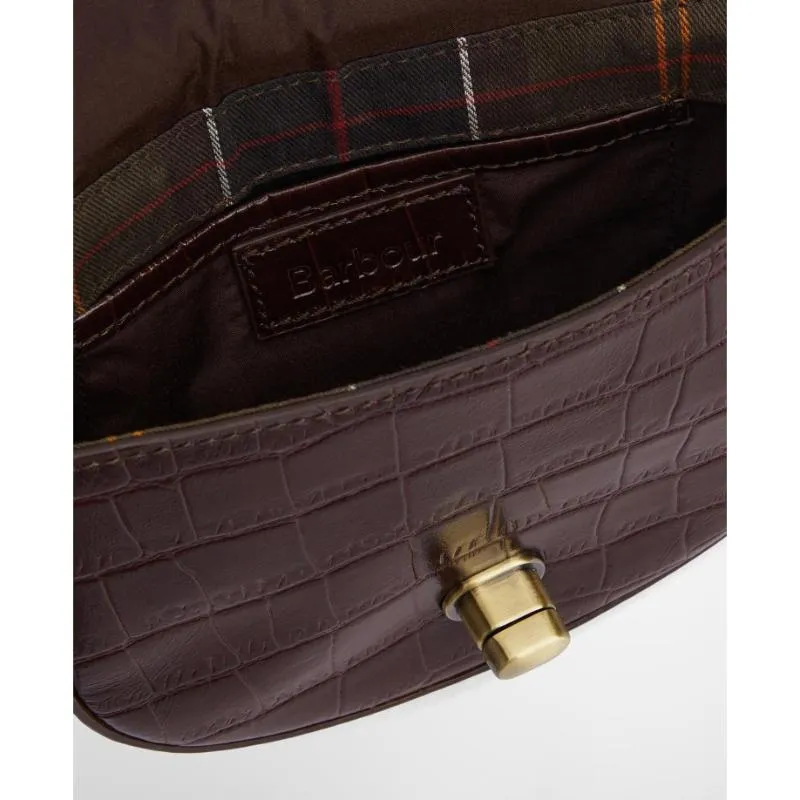 Barbour Eilein Leather Ladies Saddle Bag - Black Cherry