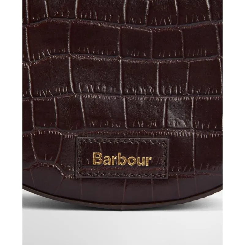 Barbour Eilein Leather Ladies Saddle Bag - Black Cherry