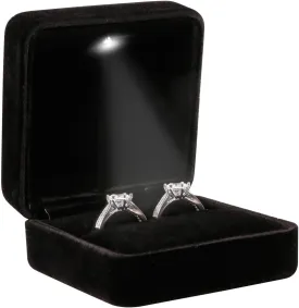 Big Size Velvet Metal Glossy with LED Jewelry Gift Box for Proposal, Engagement, Wedding - Suitable for a pair of rings
