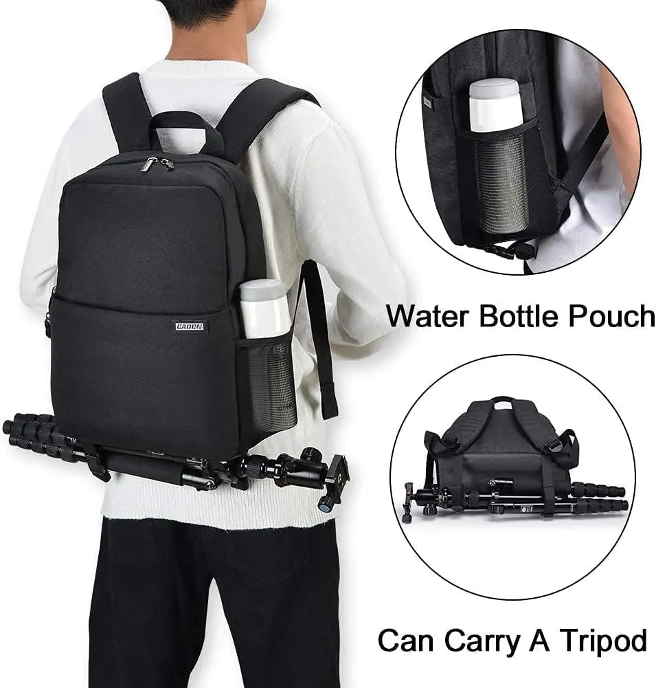 CADeN Camera Backpack Bag with 15.6 Inches Laptop Compartment and Tripod Holders, Waterproof Camera Case for DSLR/SLR Mirrorless Camera Large Capacity, Camera Case Compatible for Canon Sony Nikon