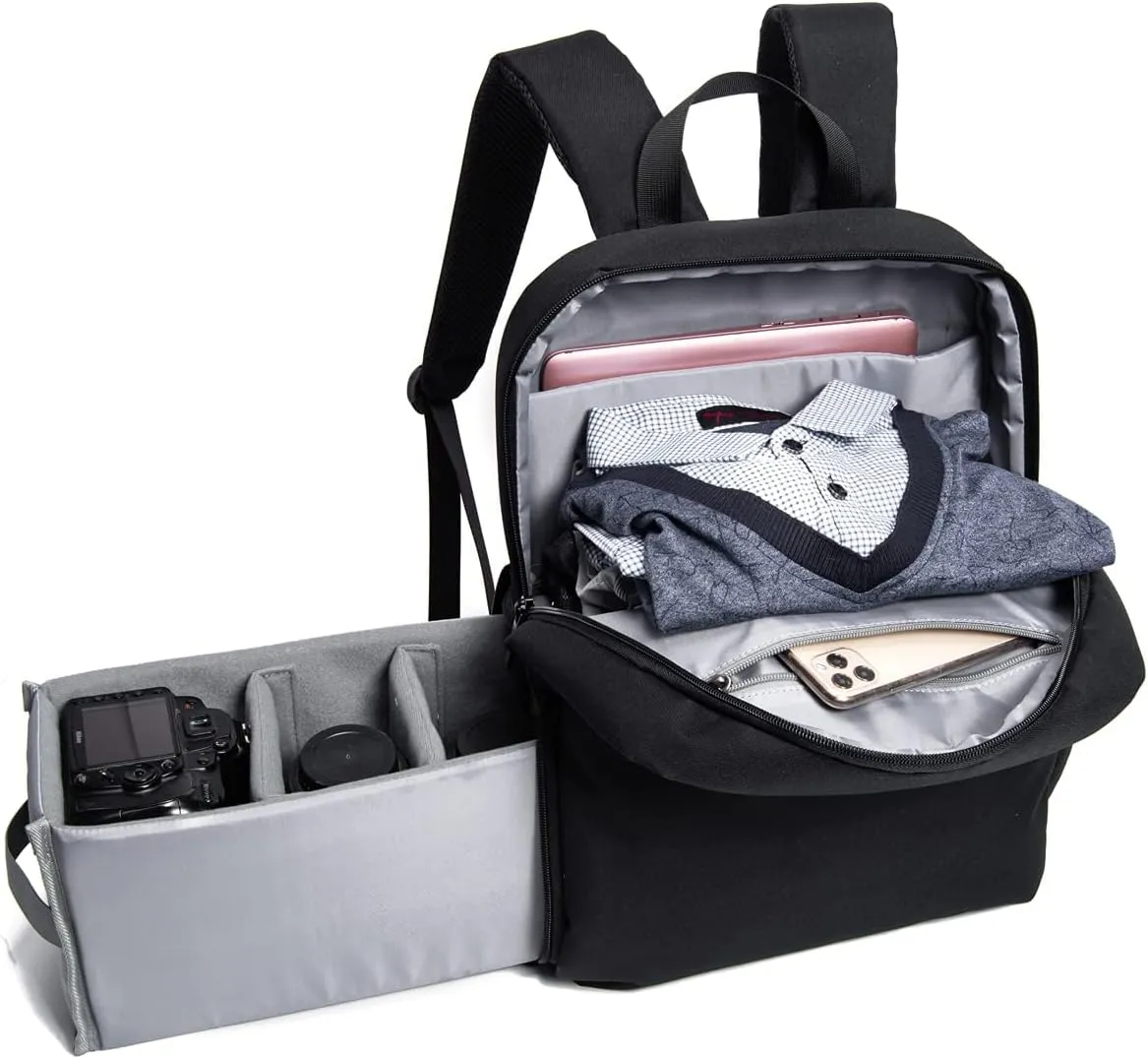 CADeN Camera Backpack Bag with 15.6 Inches Laptop Compartment and Tripod Holders, Waterproof Camera Case for DSLR/SLR Mirrorless Camera Large Capacity, Camera Case Compatible for Canon Sony Nikon