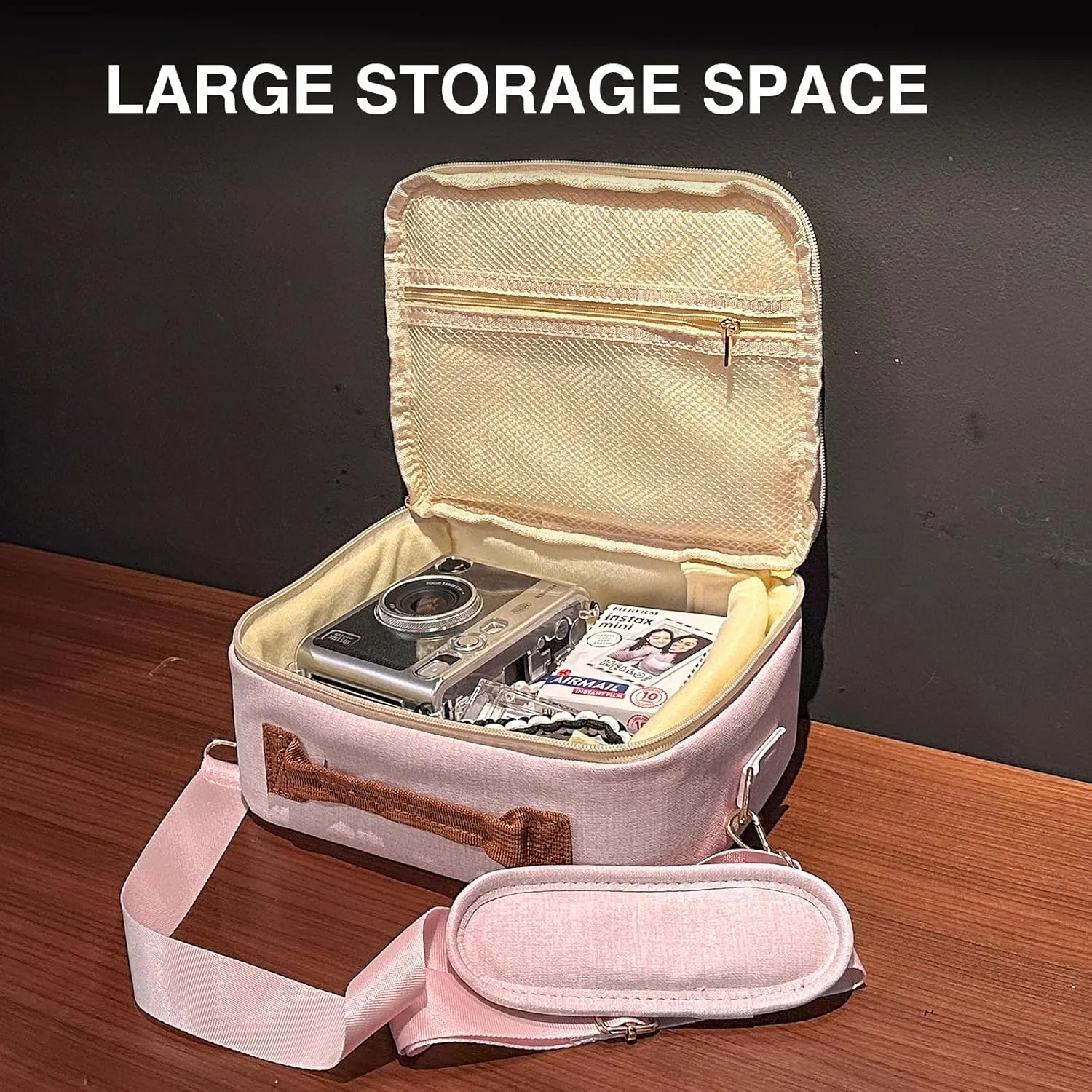 CAIYOULE Universal Portable Protective Bag for Fujifilm Instax Mini 12/11/99/7 /40/Evo/Link2/Liplay/SQ /CP910/1200/1300 and DSLR Cameras fuji Instant Universal Digital Camera Case No Camera-Pink