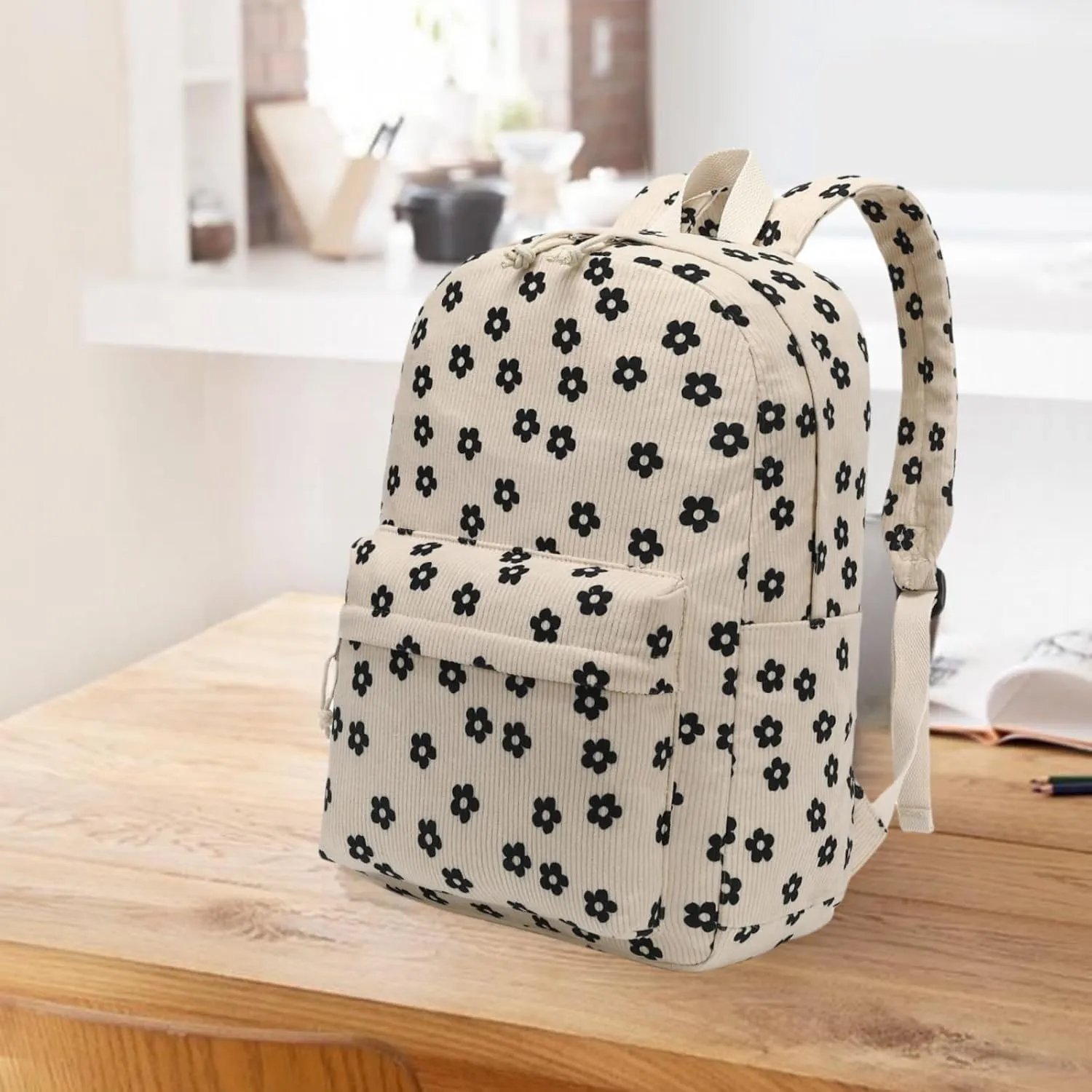 CAMTOP School Backpack for Teens Girls Cute Corduroy Bookbag Lightweight 17 inch Laptop Bag for Women Durable Casual Daypack