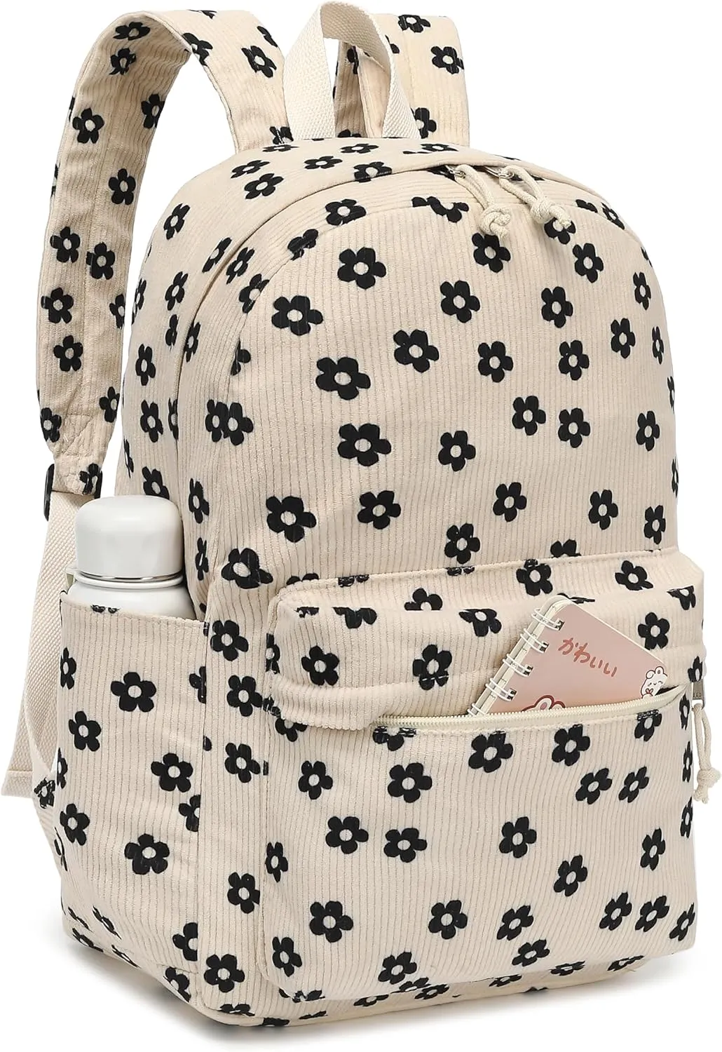 CAMTOP School Backpack for Teens Girls Cute Corduroy Bookbag Lightweight 17 inch Laptop Bag for Women Durable Casual Daypack