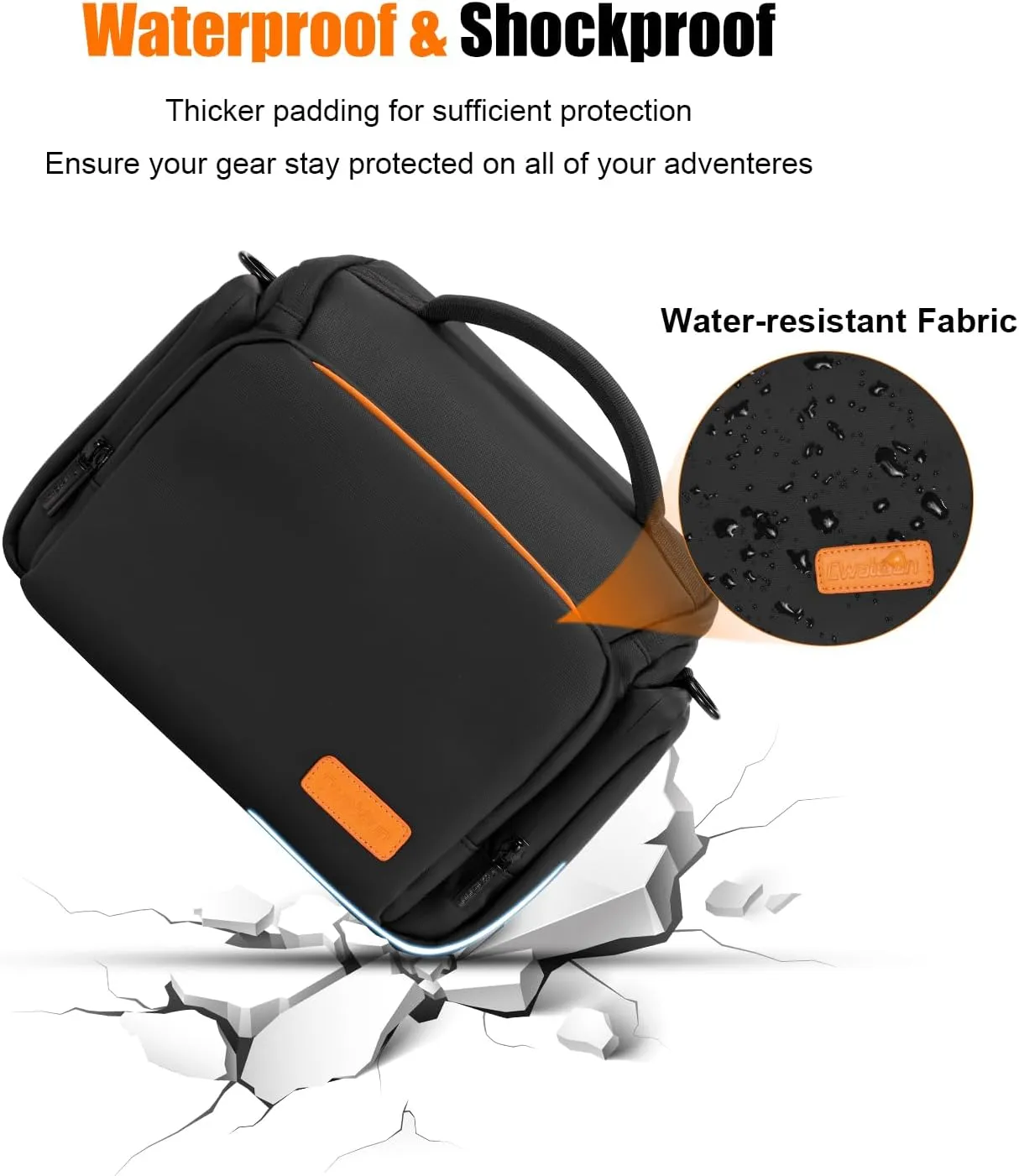 Cwatcun Camera Bag, Waterproof Single Shoulder Camera Bag for Photography with Tripod Holder, DSLR/SLR/Mirrorless Camera Case for Canon, Nikon, Sony, Fuji, Black