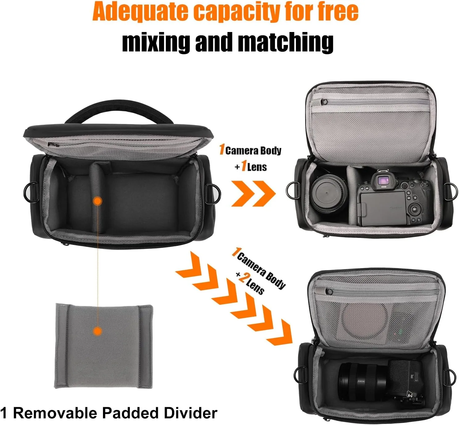Cwatcun Camera Bag, Waterproof Single Shoulder Camera Bag for Photography with Tripod Holder, DSLR/SLR/Mirrorless Camera Case for Canon, Nikon, Sony, Fuji, Black