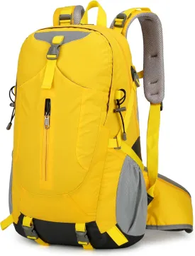 Hiking Backpack for Men and Women, Travel, Sport Outdoor, Lightweight Back Pack, Camping, Bag, waterproof, 40L.(Yellow)