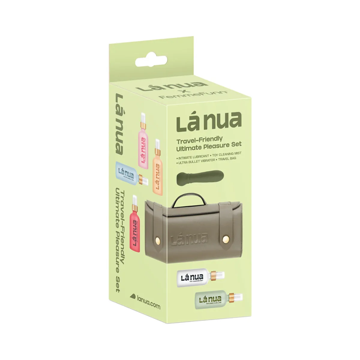 La Nua Gift Bag 2 Ultra Bullet   100Ml Mist Toy Cleaner   100Ml Strawberry Coconut Lube