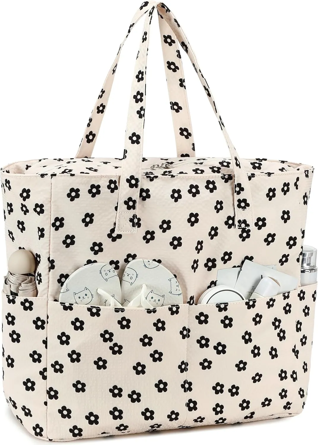 LEDAOU Beach Bag Waterproof Sandproof Women Tote Bag Pool Bag with Zipper for Gym Grocery Travel with Wet Pocket