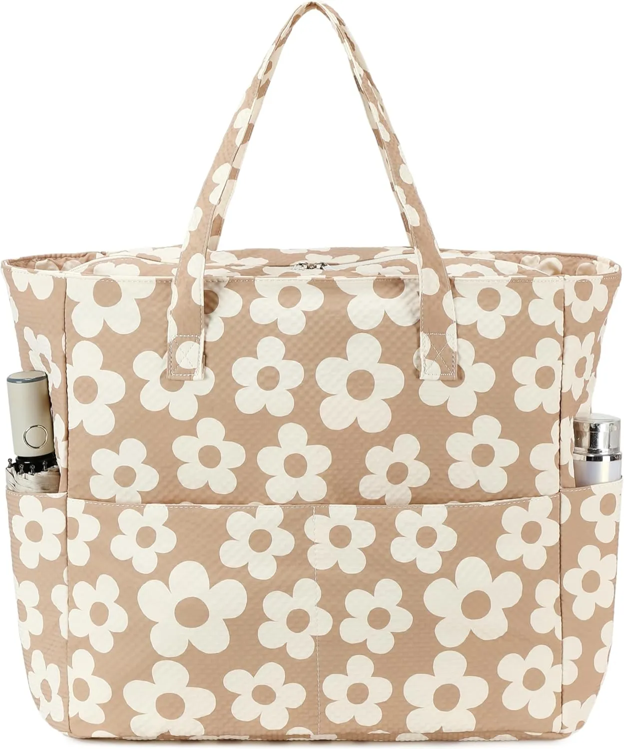 LEDAOU Beach Bag Waterproof Sandproof Women Tote Bag Pool Bag with Zipper for Gym Grocery Travel with Wet Pocket