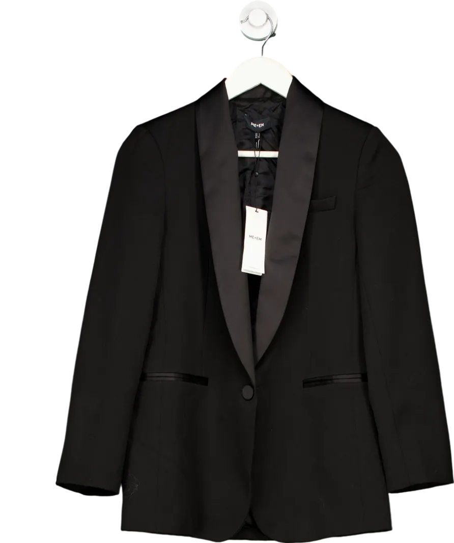 ME   EM Black Forever Shawl Collar Tux Blazer Italian Tailoring Fabric UK 6