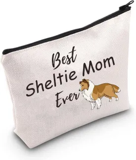 MEIKIUP Sheltie Dog Lover Gift Sheltie Mom Makeup Bag Sheepdog Mama Shetland Sheepdogs Gift Sheltie Owner Travel Cosmetic Bag (Sheltie Mom bag)