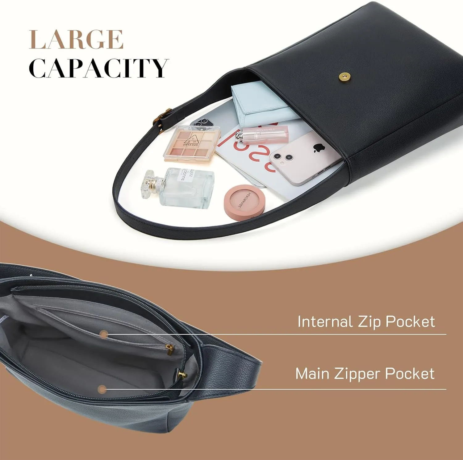 Missnine Hobo Bag Purses and Handbags for Women Top Handle Handbags with Pocket Zipper
