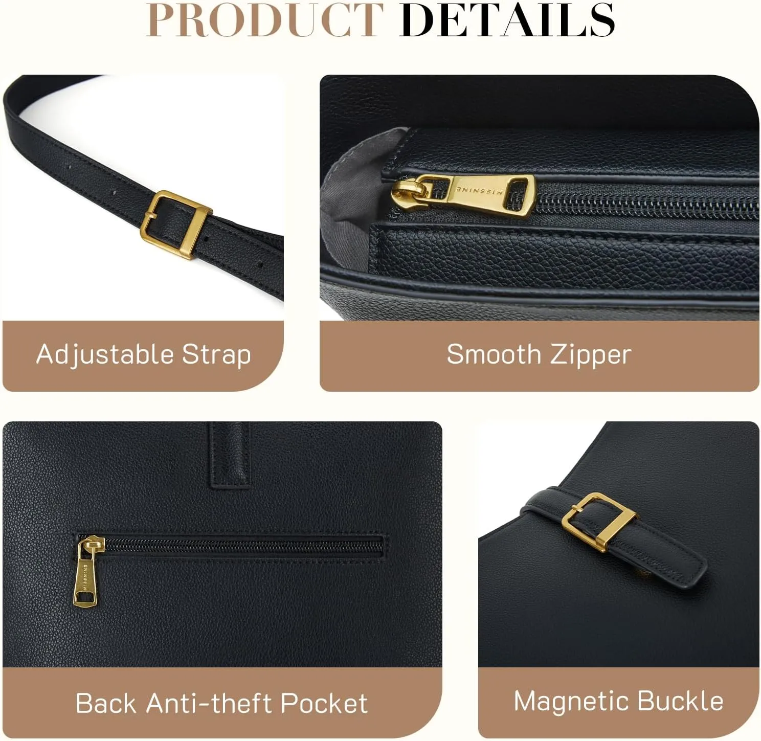 Missnine Hobo Bag Purses and Handbags for Women Top Handle Handbags with Pocket Zipper