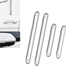 QODOLSI 4 PCS Car Door Anti-Scratch Stickers, 2 Long 2 Short Multifunctional Door Handle Anti-Collision Airbag Strip, Bumper Refrigerator Door Chair Wall Protector, Universal for Cars (Transparent)