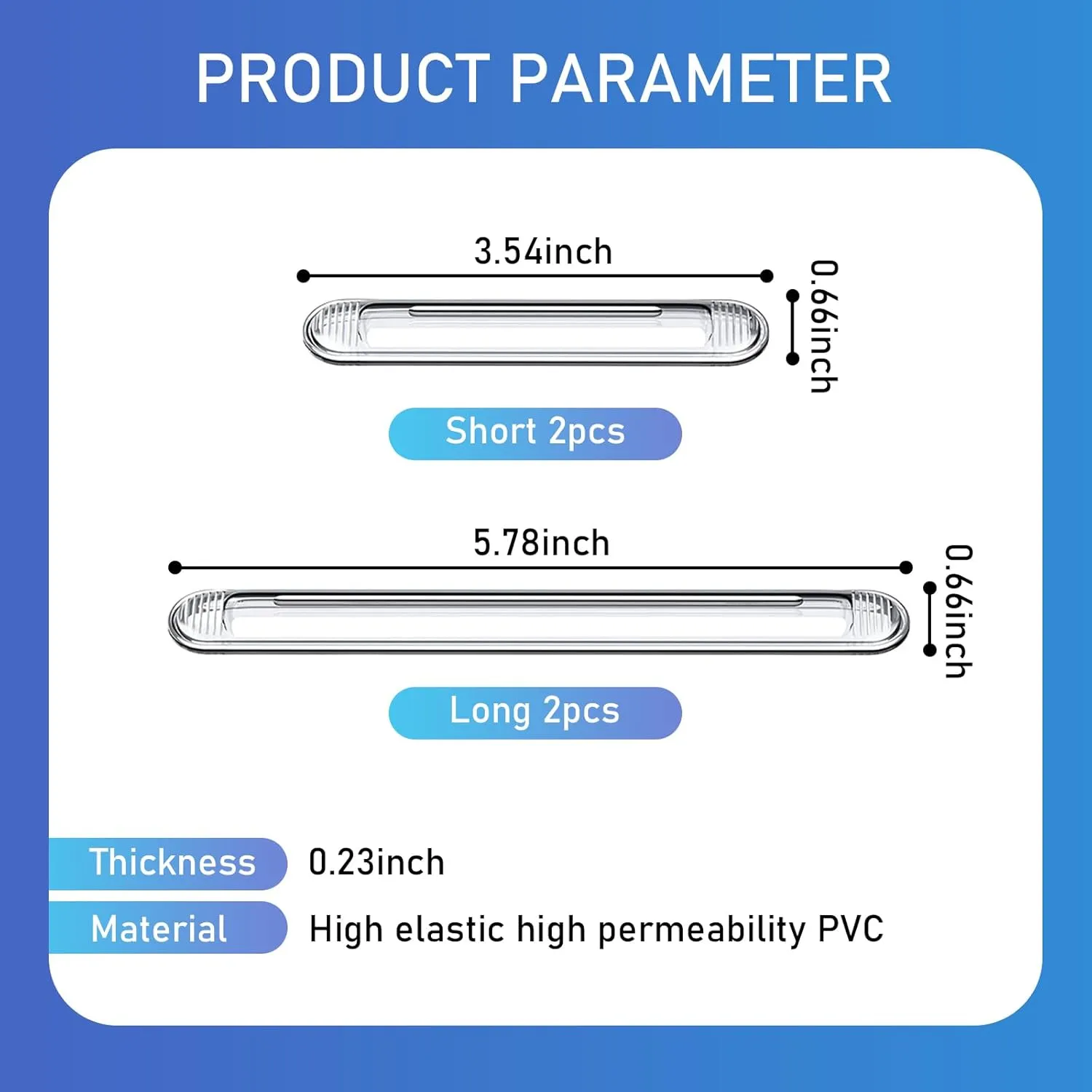 QODOLSI 4 PCS Car Door Anti-Scratch Stickers, 2 Long 2 Short Multifunctional Door Handle Anti-Collision Airbag Strip, Bumper Refrigerator Door Chair Wall Protector, Universal for Cars (Transparent)