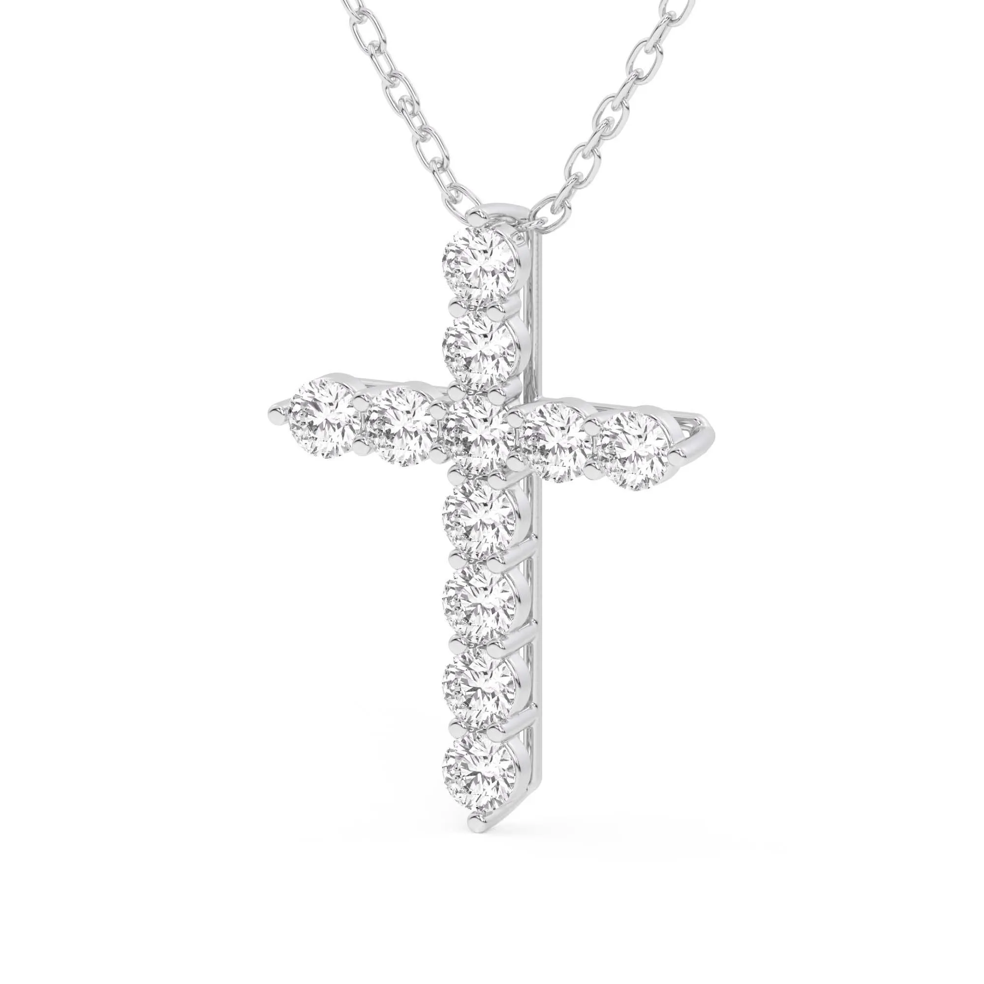 Rounded Cross Pendant - 1.0Ctw