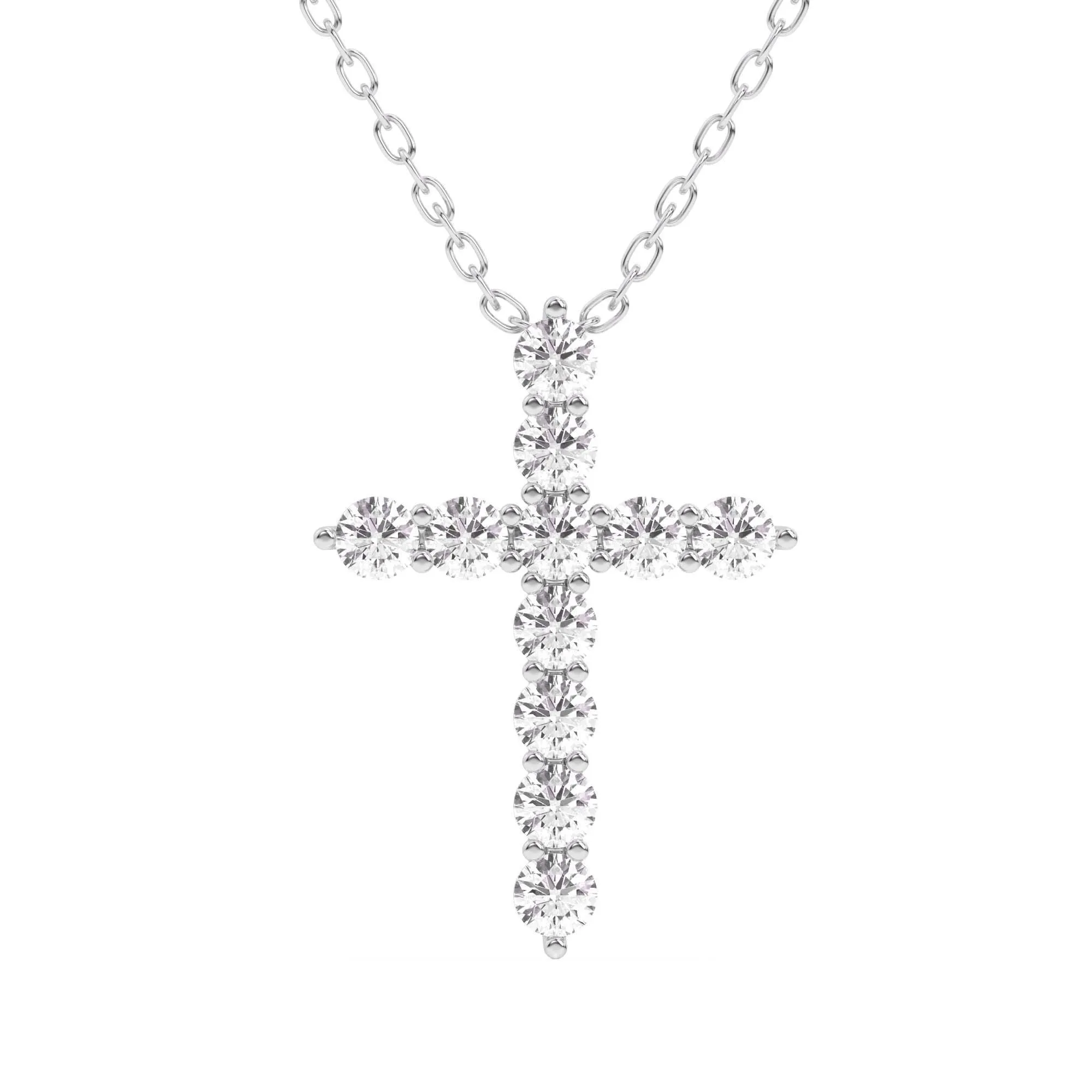 Rounded Cross Pendant - 1.0Ctw