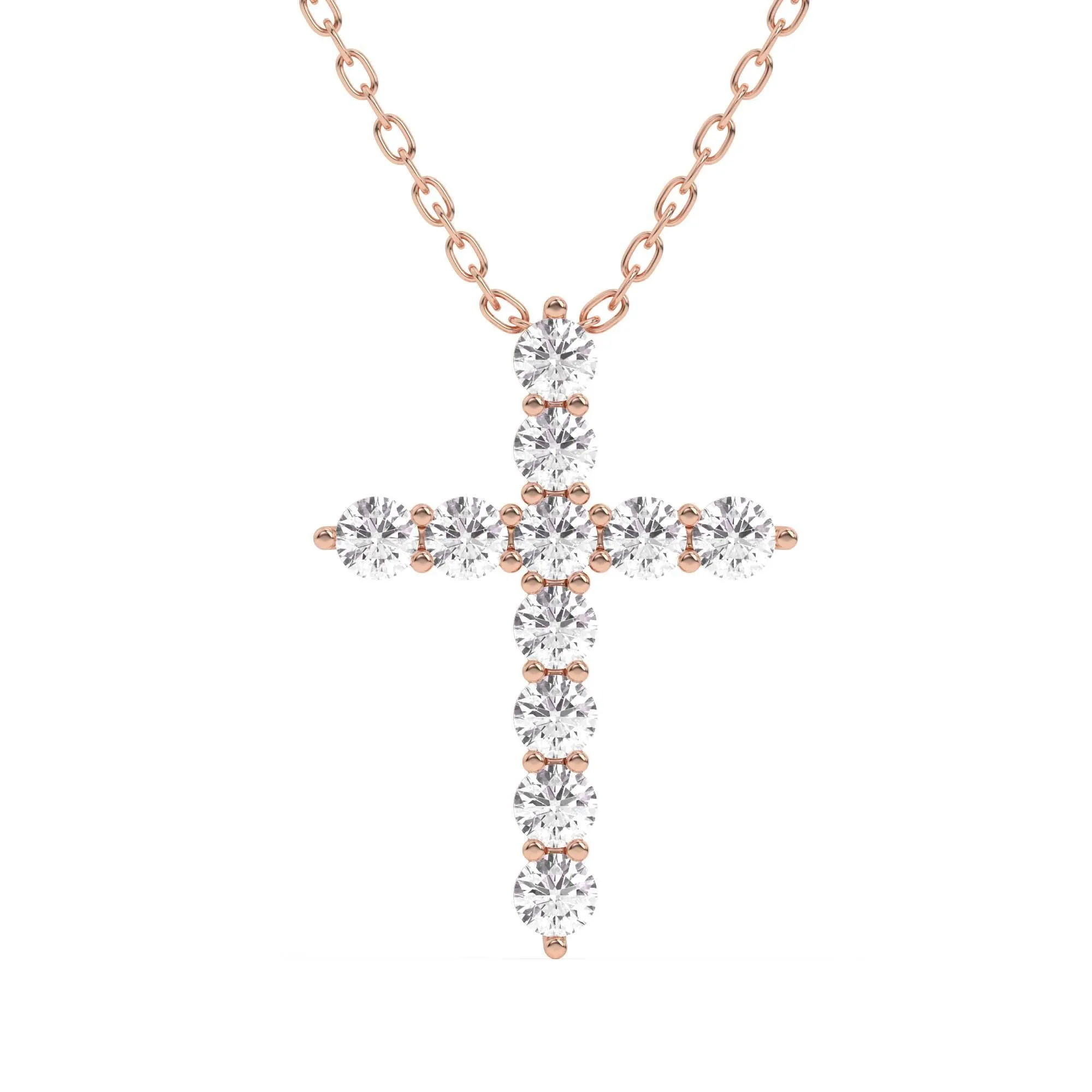 Rounded Cross Pendant - 1.0Ctw