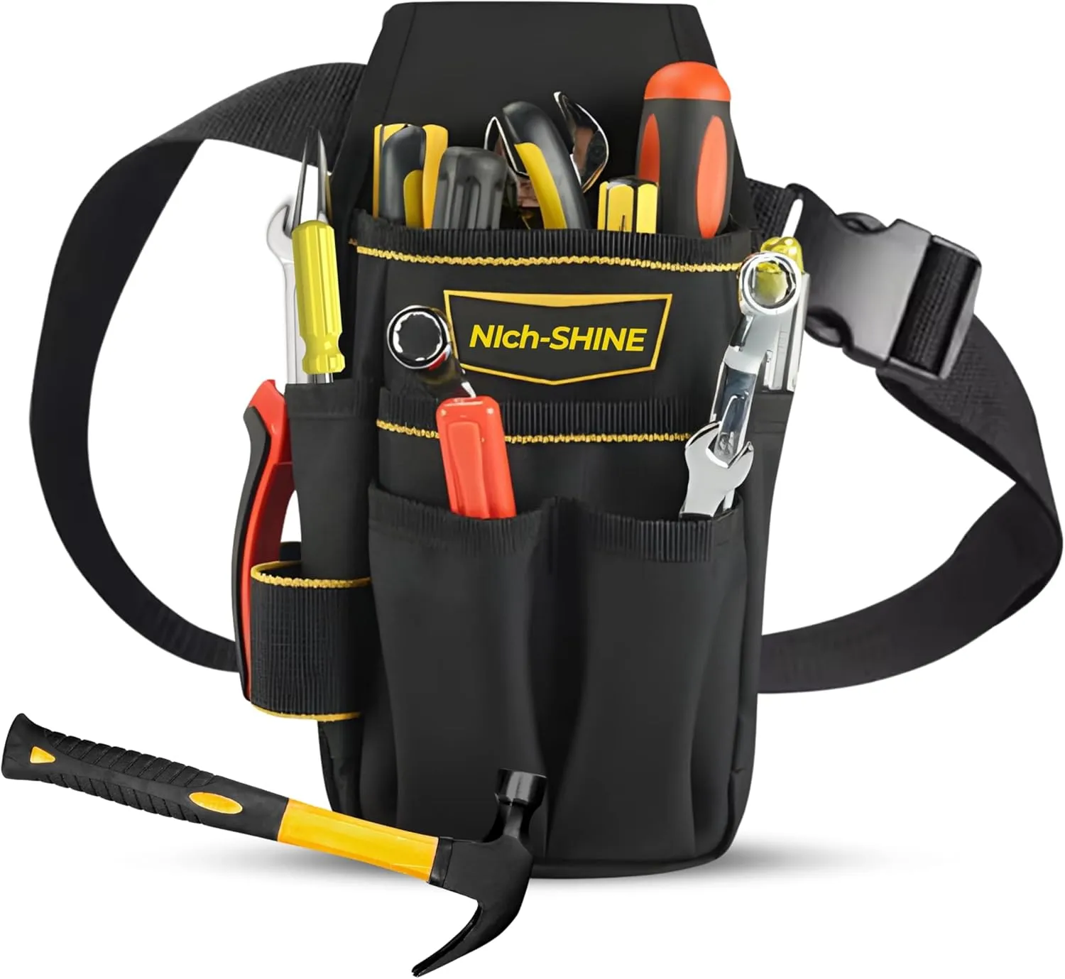 Small Tool Bag 5 Pockets Belt Pouch Electrician Lineman Carpenter Garden Safety Holder Organizer Belt Clip Gift for Dad Him