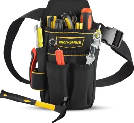 Small Tool Bag 5 Pockets Belt Pouch Electrician Lineman Carpenter Garden Safety Holder Organizer Belt Clip Gift for Dad Him