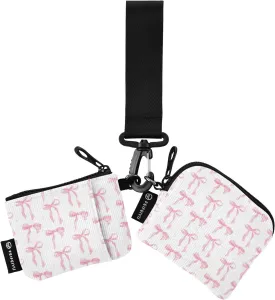 susiyo Pink Bow Wristlet Wallets for Women Detachable Dual Pouch Mini Wallet Coin Purse Pouch