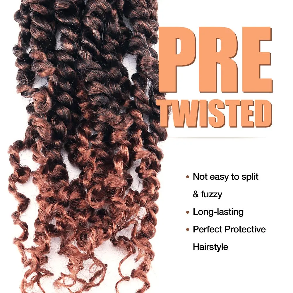 ToyoTress Tiana Passion Twist Hair - 14 Inch 8 Packs Ombre Brown Pre-Looped Pre-Twisted Passion Twists Crochet Braids Made Of Bohemian Hair Synthetic Braiding Hair Extension (14 Inch, T30-8P)