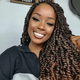 ToyoTress Tiana Passion Twist Hair - 14 Inch 8 Packs Ombre Brown Pre-Looped Pre-Twisted Passion Twists Crochet Braids Made Of Bohemian Hair Synthetic Braiding Hair Extension (14 Inch, T30-8P)