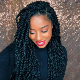 TOYOTRESS Tiana Passion Twist Hair 14 inch Short Pre-Twisted 8 Packs (12 strands/pack) Pre-Looped Passion Twists Crochet Braids Made Of Bohemian Hair Synthetic Braiding Hair Extension (14 Inch, 1B)
