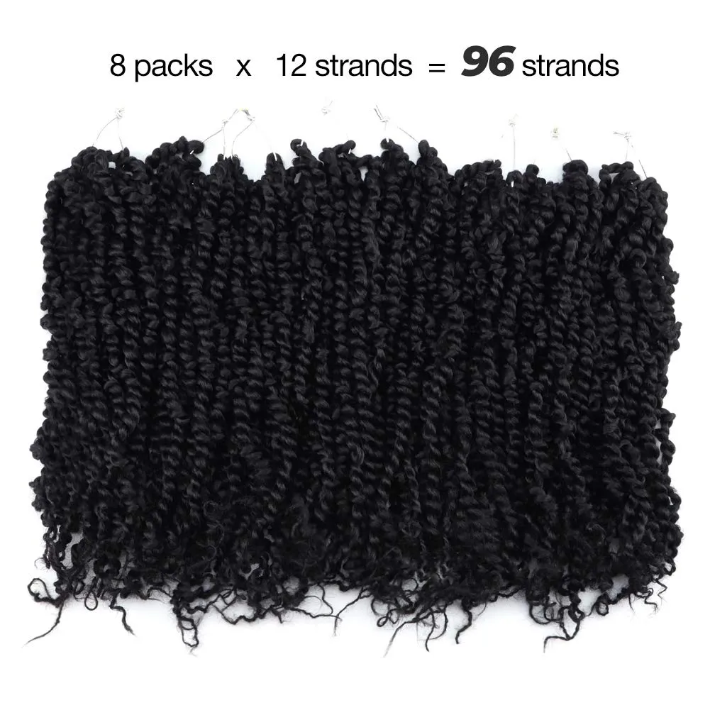 TOYOTRESS Tiana Passion Twist Hair 14 inch Short Pre-Twisted 8 Packs (12 strands/pack) Pre-Looped Passion Twists Crochet Braids Made Of Bohemian Hair Synthetic Braiding Hair Extension (14 Inch, 1B)