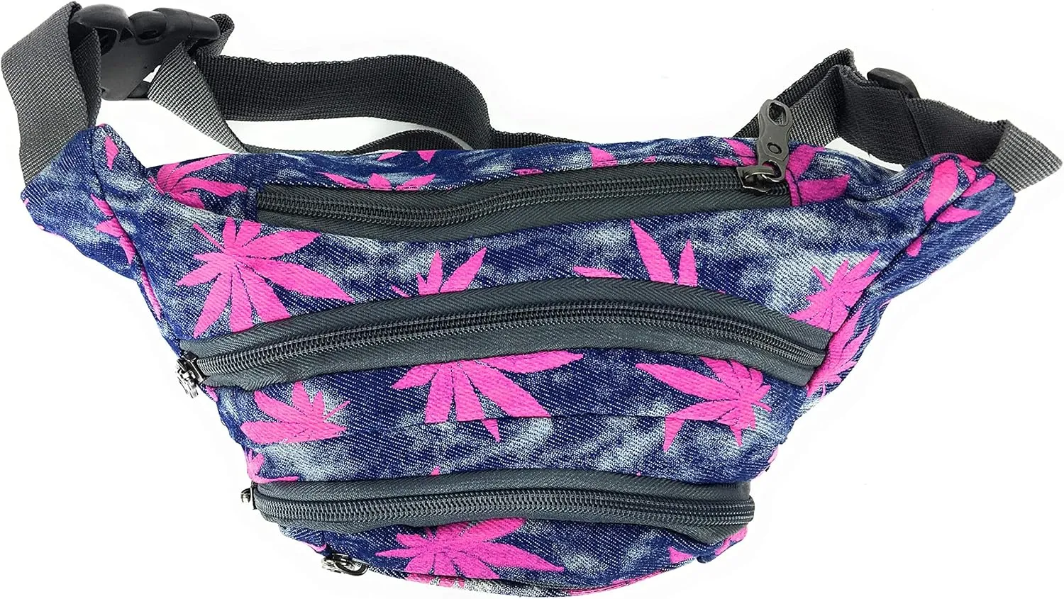 Unisex Adult 4-Pocket Marijuana Leaf Festival Bum Bag Waist Fanny Pack (Pink)