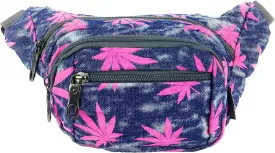 Unisex Adult 4-Pocket Marijuana Leaf Festival Bum Bag Waist Fanny Pack (Pink)