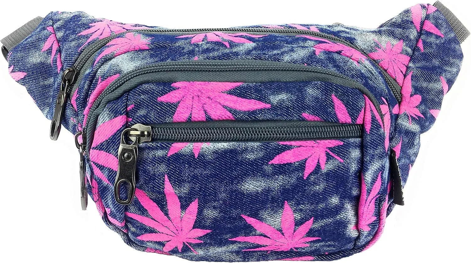 Unisex Adult 4-Pocket Marijuana Leaf Festival Bum Bag Waist Fanny Pack (Pink)