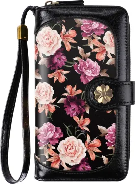 Wallets for Women Multi Card Holder Wallet Clutch Wallet Card Holder Organizer Ladies Purse with Wrist strap Purse