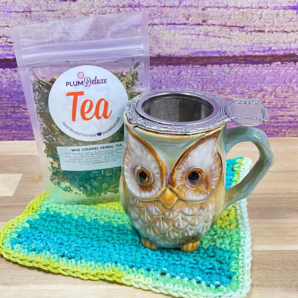 Wise Owl Pewter Tea Infuser and Mug