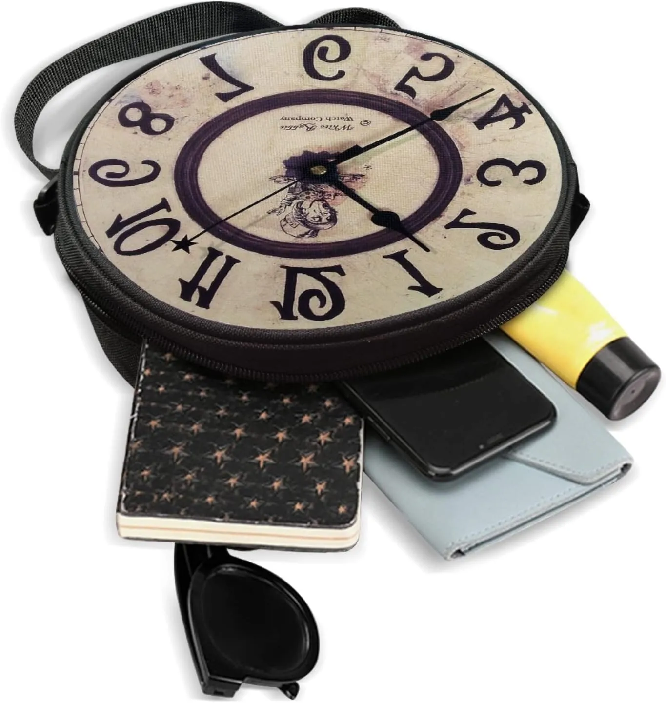 Women Novelty Round Clock Shape Zippered Clock Purses for Women Tote Handbag Shoulder Bag, Gift for Mom Girlfriend