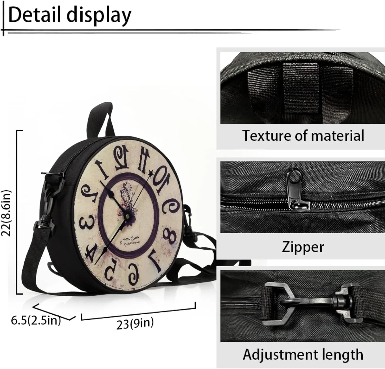 Women Novelty Round Clock Shape Zippered Clock Purses for Women Tote Handbag Shoulder Bag, Gift for Mom Girlfriend