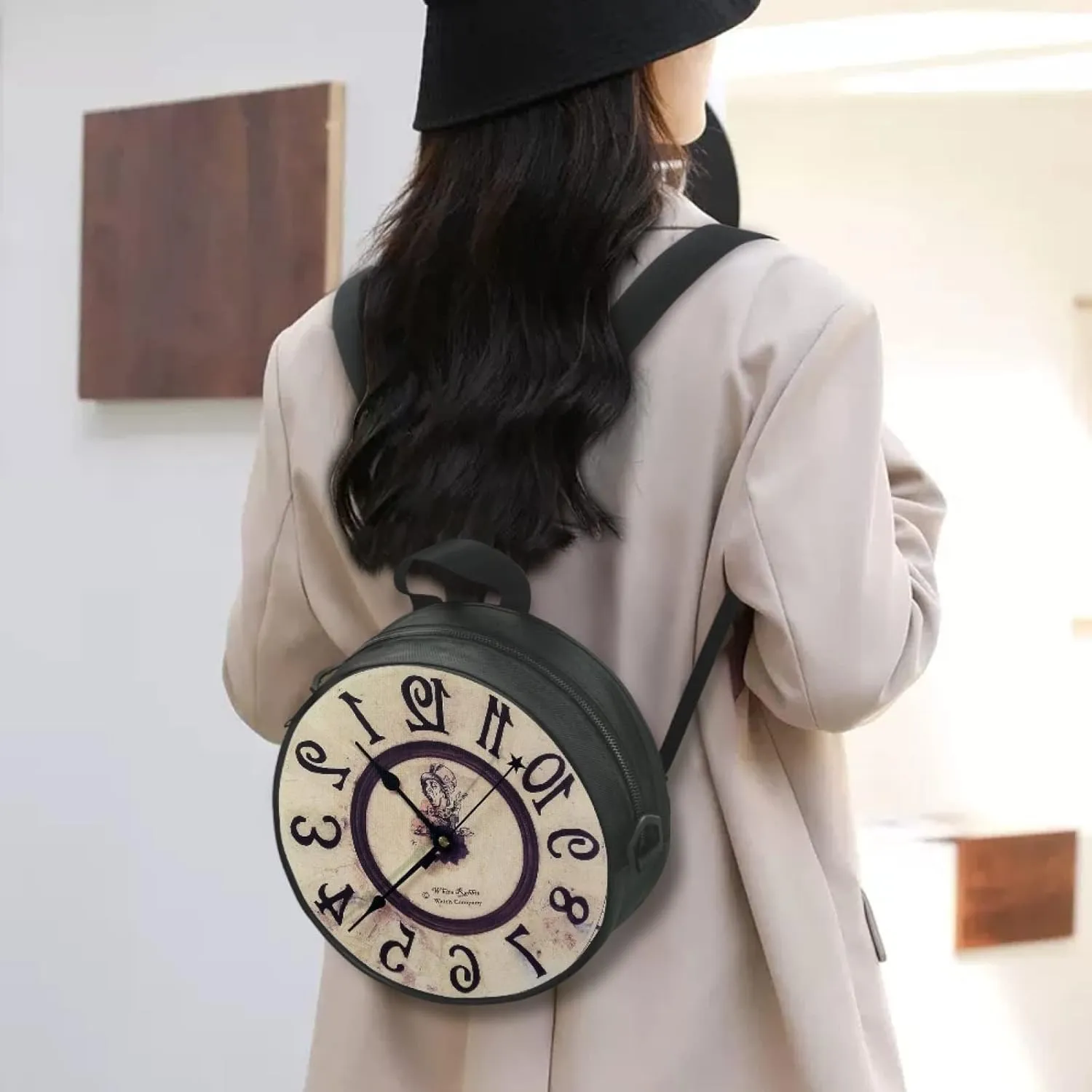Women Novelty Round Clock Shape Zippered Clock Purses for Women Tote Handbag Shoulder Bag, Gift for Mom Girlfriend